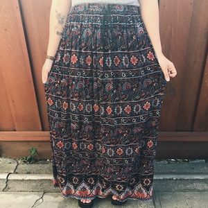 Floral red, white & blue maxi skirt .